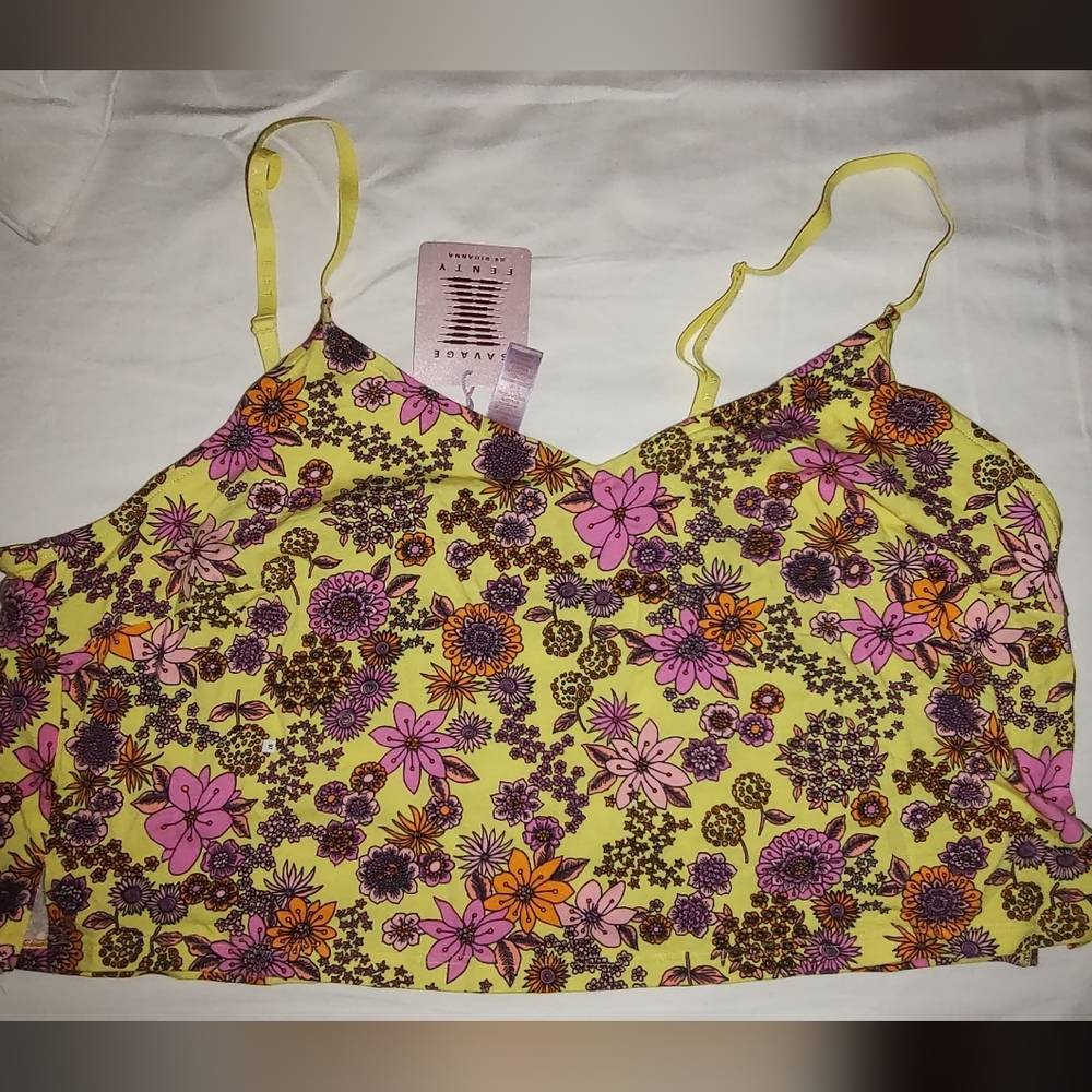 Savage X Fenty Yellow Limelight Floral Cropped Cami 1x